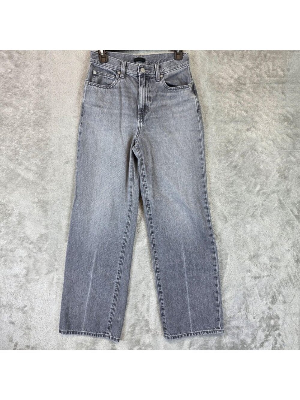 Uniqlo High Rise Straight Jeans Womens 24 Gray Med Wash 100% Cotton Denim